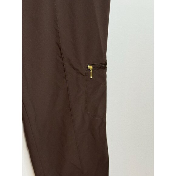 Chico’s Zenergy Pants Womens 1 M Brown Gold Zip Capri Pull On Stretch Athleisure - Picture 14 of 16